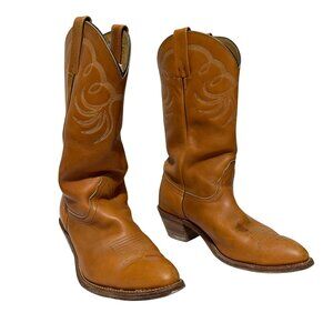 Frye Womens Western Leather Cowboy Boots Size 12 B Tan Embroidered Design